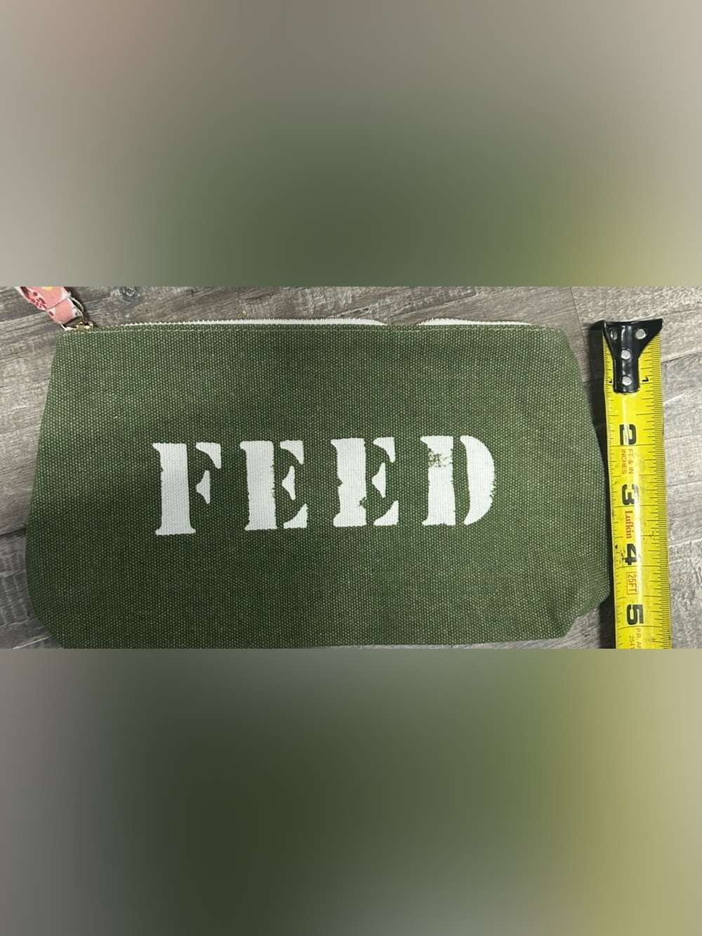 Clarins X Feed 10 Green Zippered Canvas Make Up Bag Travel Pouch Nwot View 3